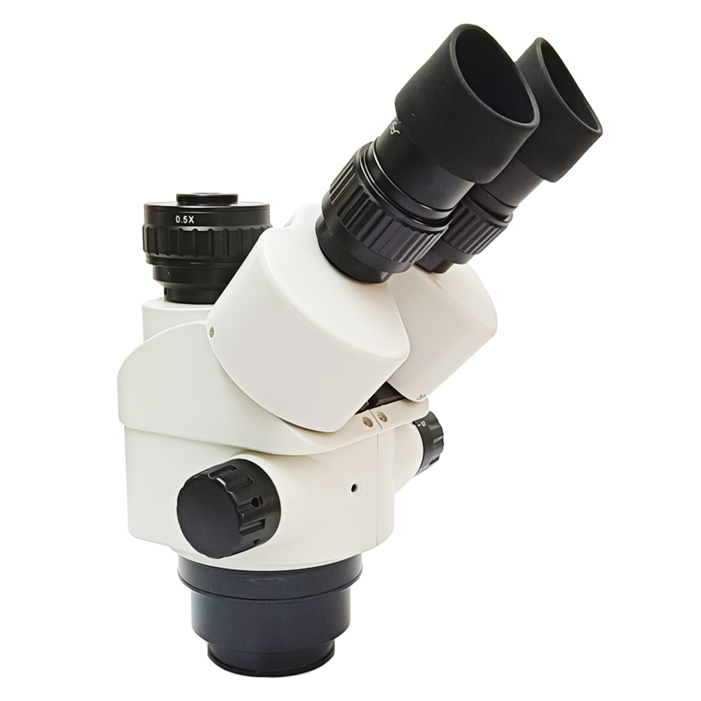 Trinocular Stereo Microscope 7X-45X - หัวกล้องจุลทรรศน์แบบสามตา 7X-45X ระดับมืออาชีพ ทำจากพลาสติก พร้อมอะแดปเตอร์กล้อง 0.5X