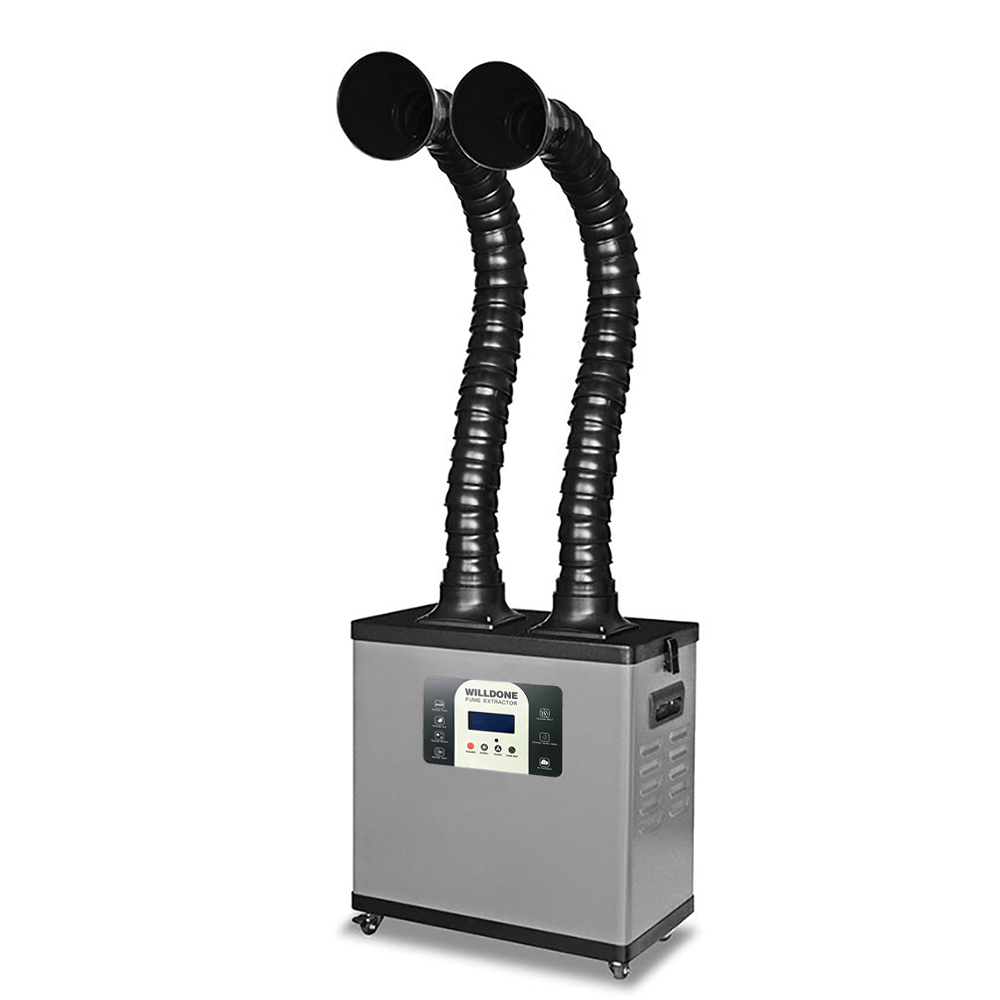 Fume Extractor Soldering Dual Arm - เครื่องดูดควันแบบพกพา C200Y กำลังสูง แบบแขนคู่ สำหรับงานบัดกรี เชื่อม