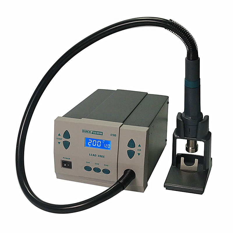 Hot Air Rework Station 861Dw - สถานีรีเวิร์คแบบลมร้อน QUICK 861DW ป้องกันไฟฟ้าสถิตย์ ปราศจากสารตะกั่ว สำหรับซ่อมโทรศัพท์และแผงวงจรพิมพ์