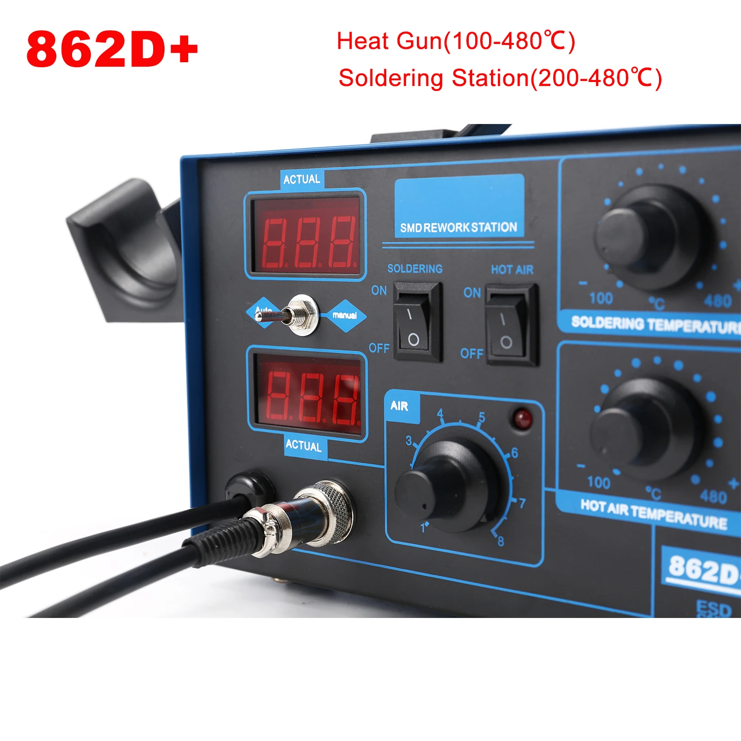 2 In 1 Soldering Rework Station 750W - สถานีบัดกรี 862D+ 2 in 1 สถานีรีเวิร์ค
