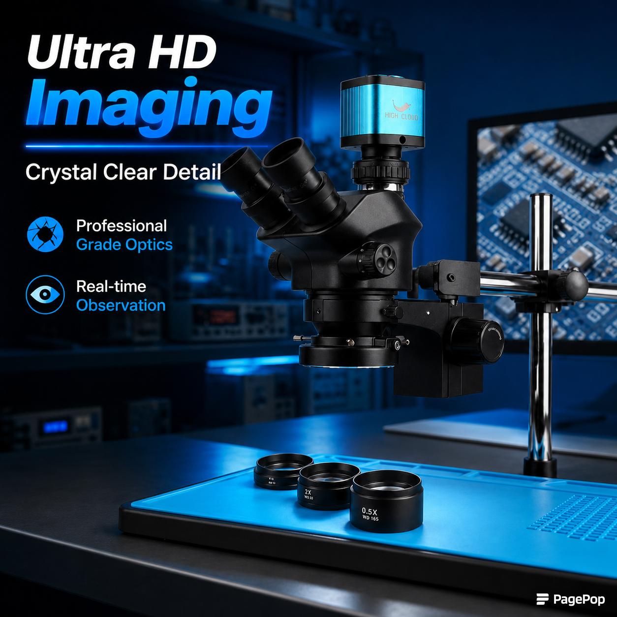 กล้องจุลทรรศน์สเตอริโอแบบปรับโ - Simul-Focal Industrial Microscope 4K Hdmi บทวิจารณ์และราคา